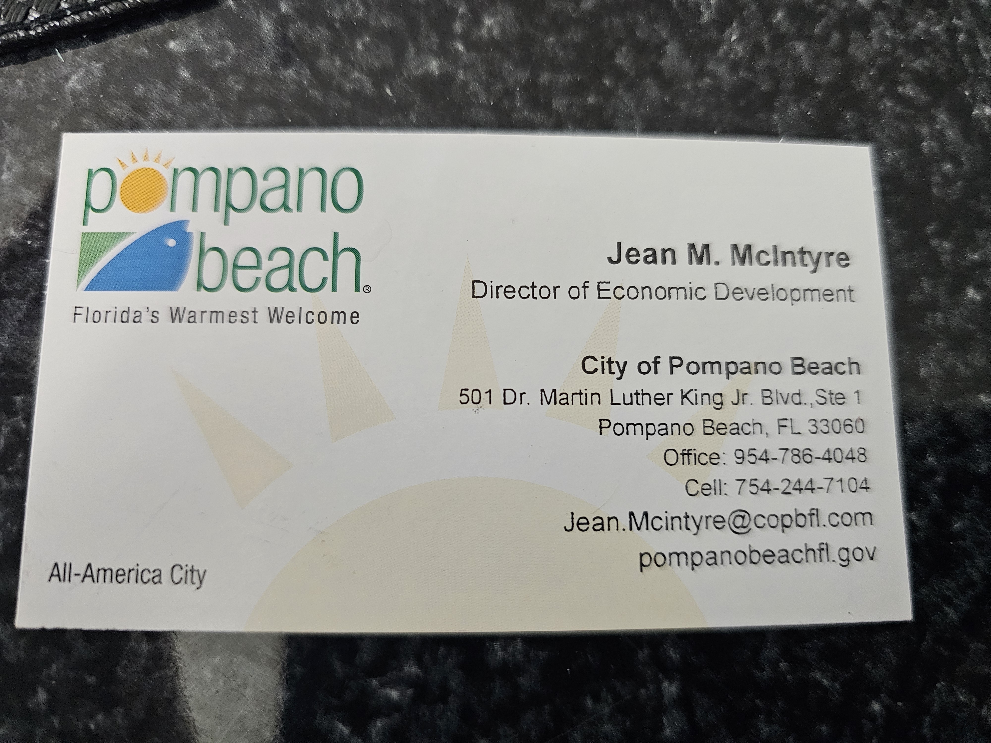 Front of business card