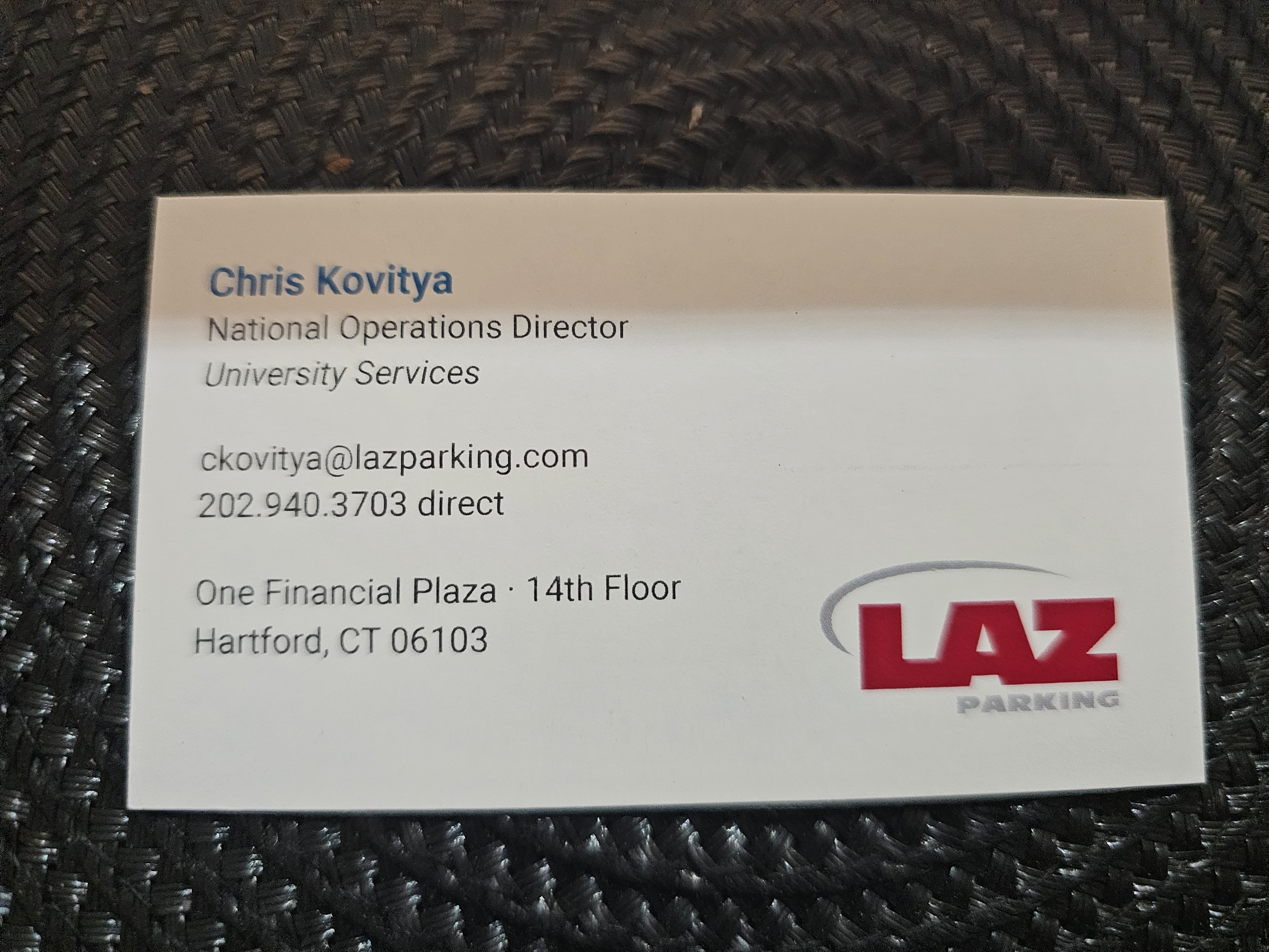 Front of business card