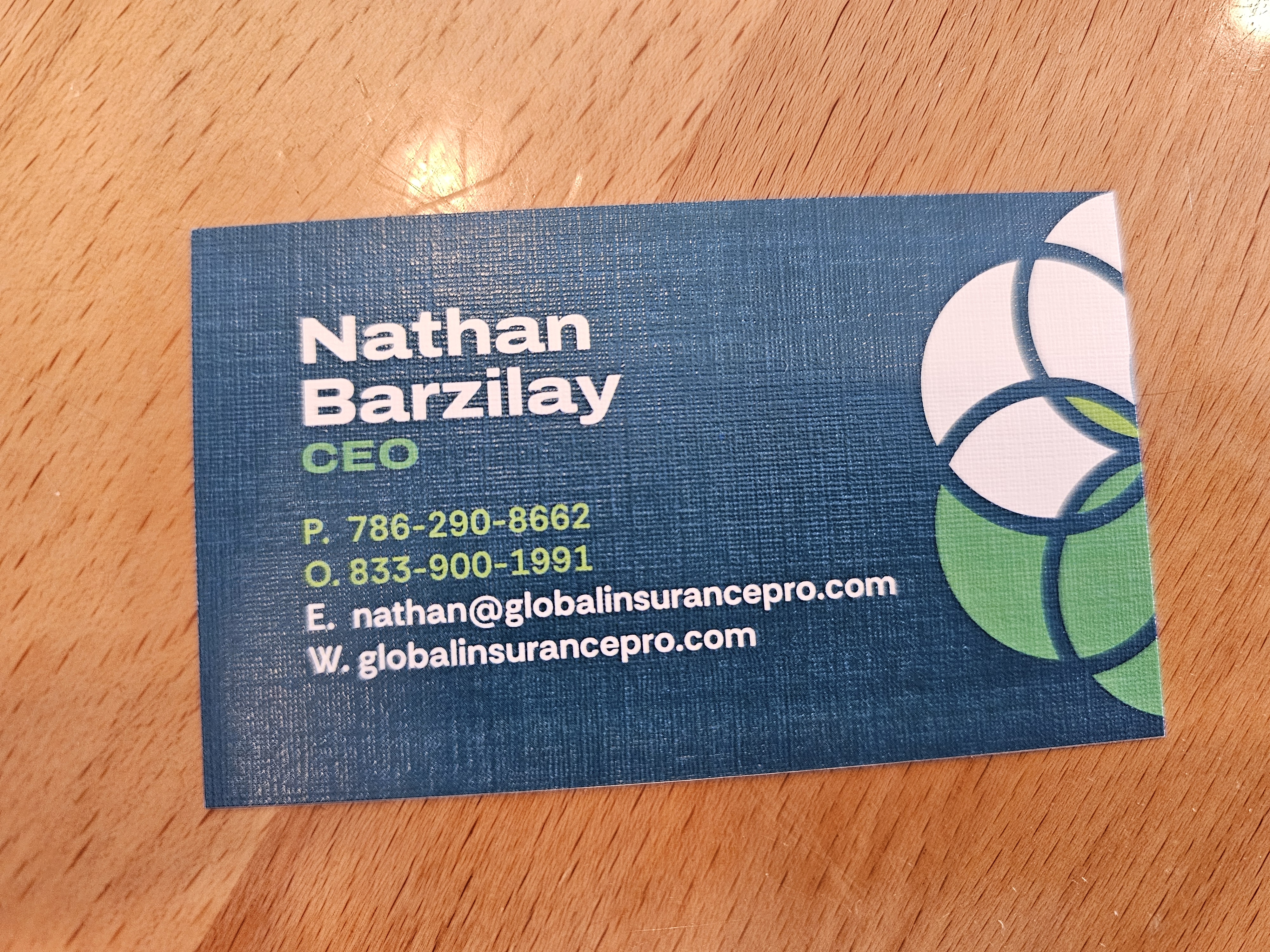 Front of business card