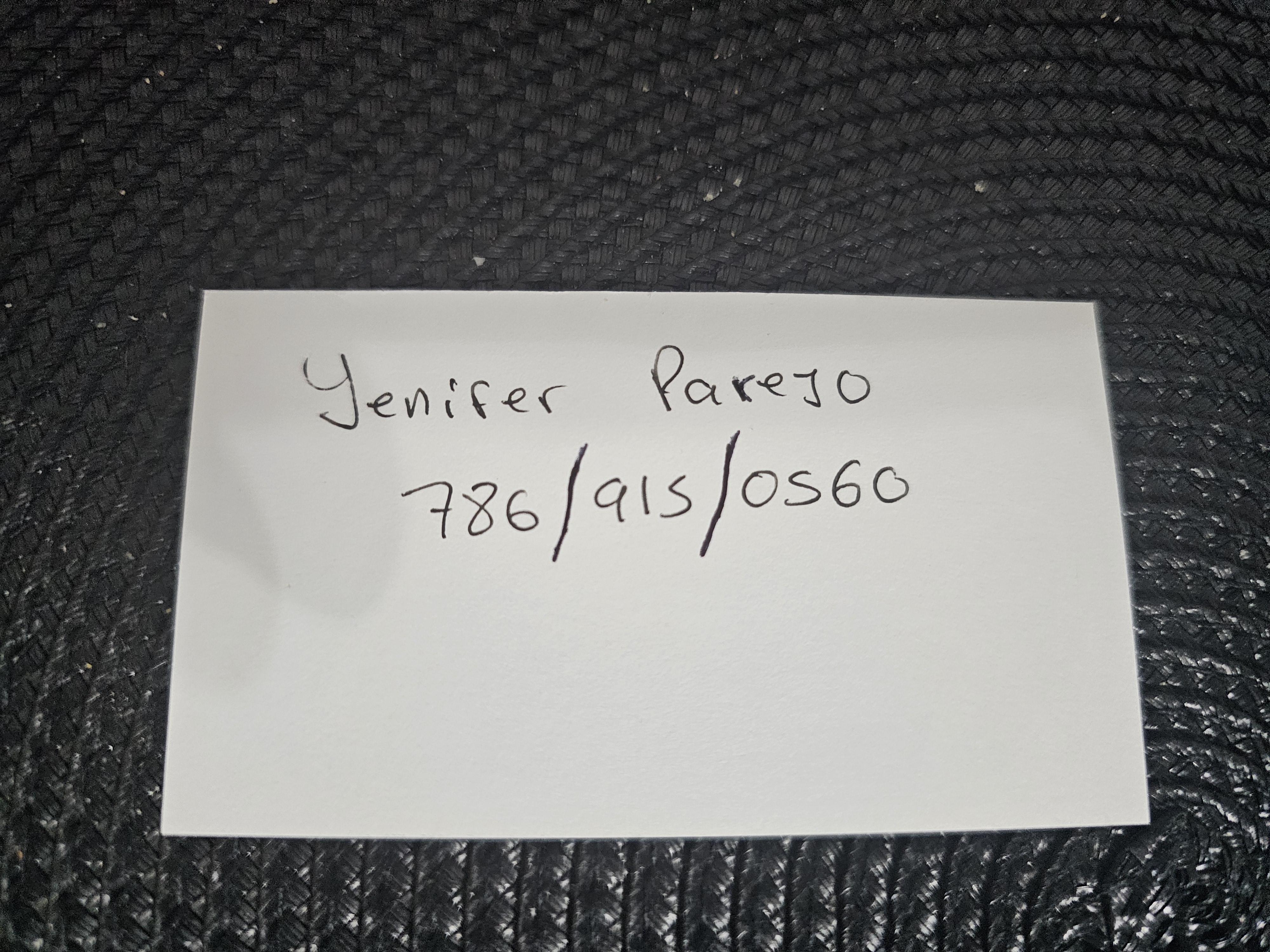 Front of business card