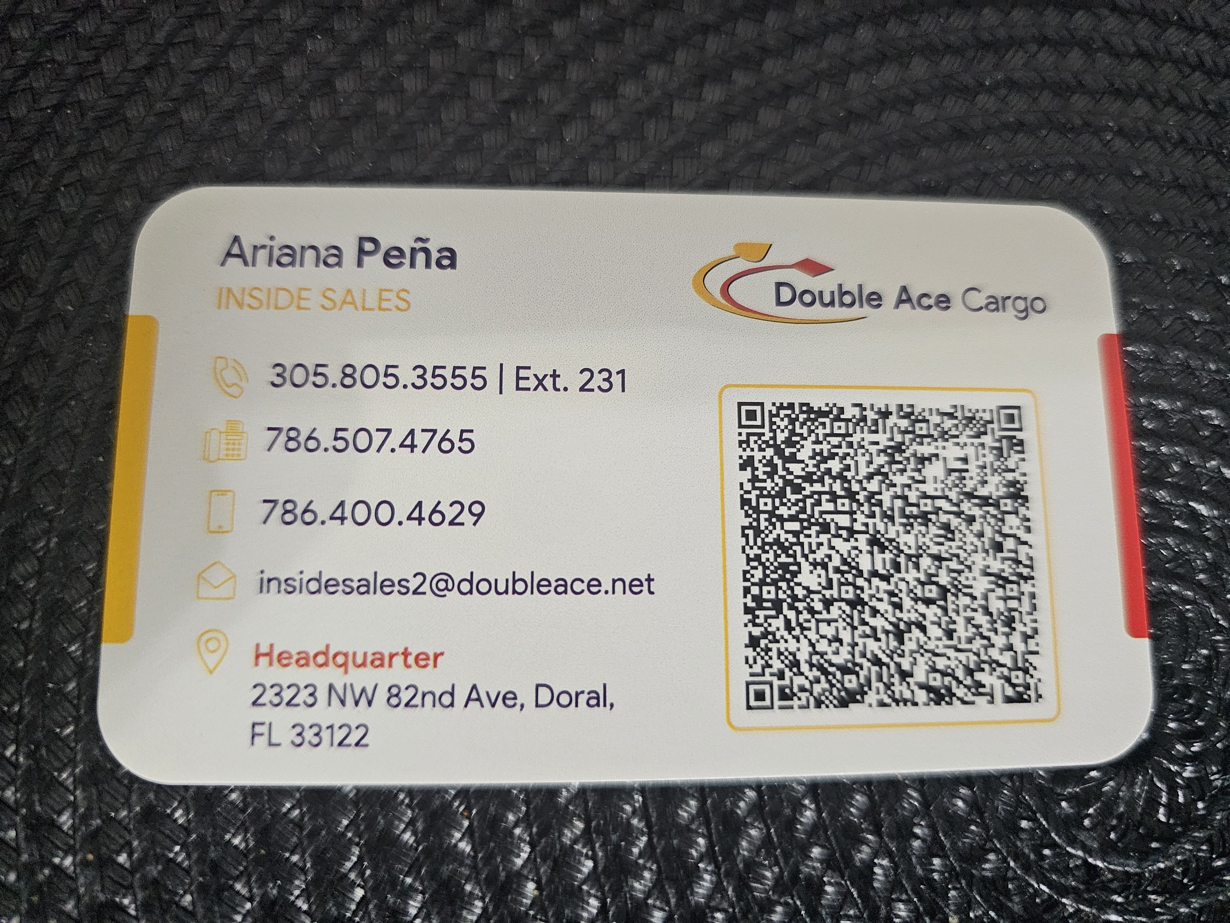 Front of business card