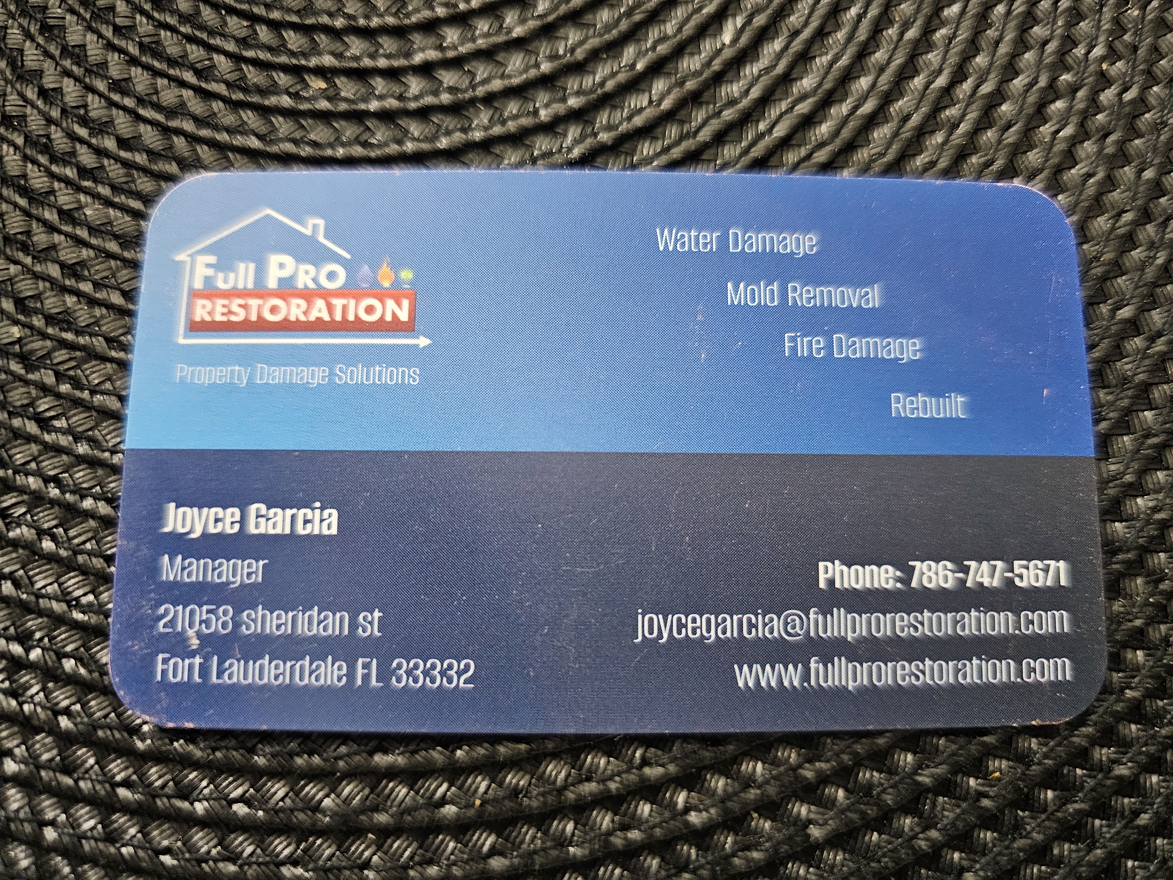 Front of business card