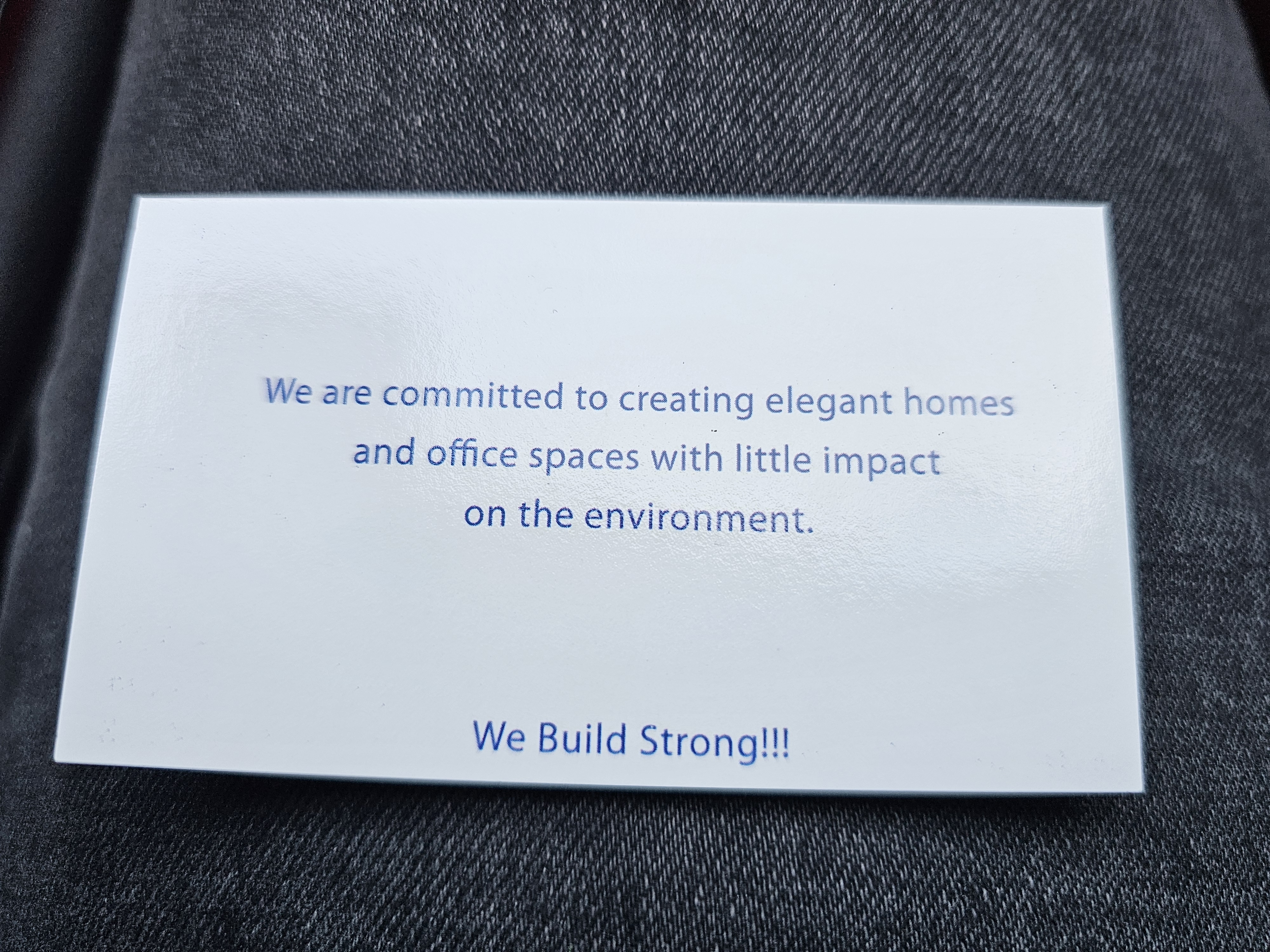 Back of business card