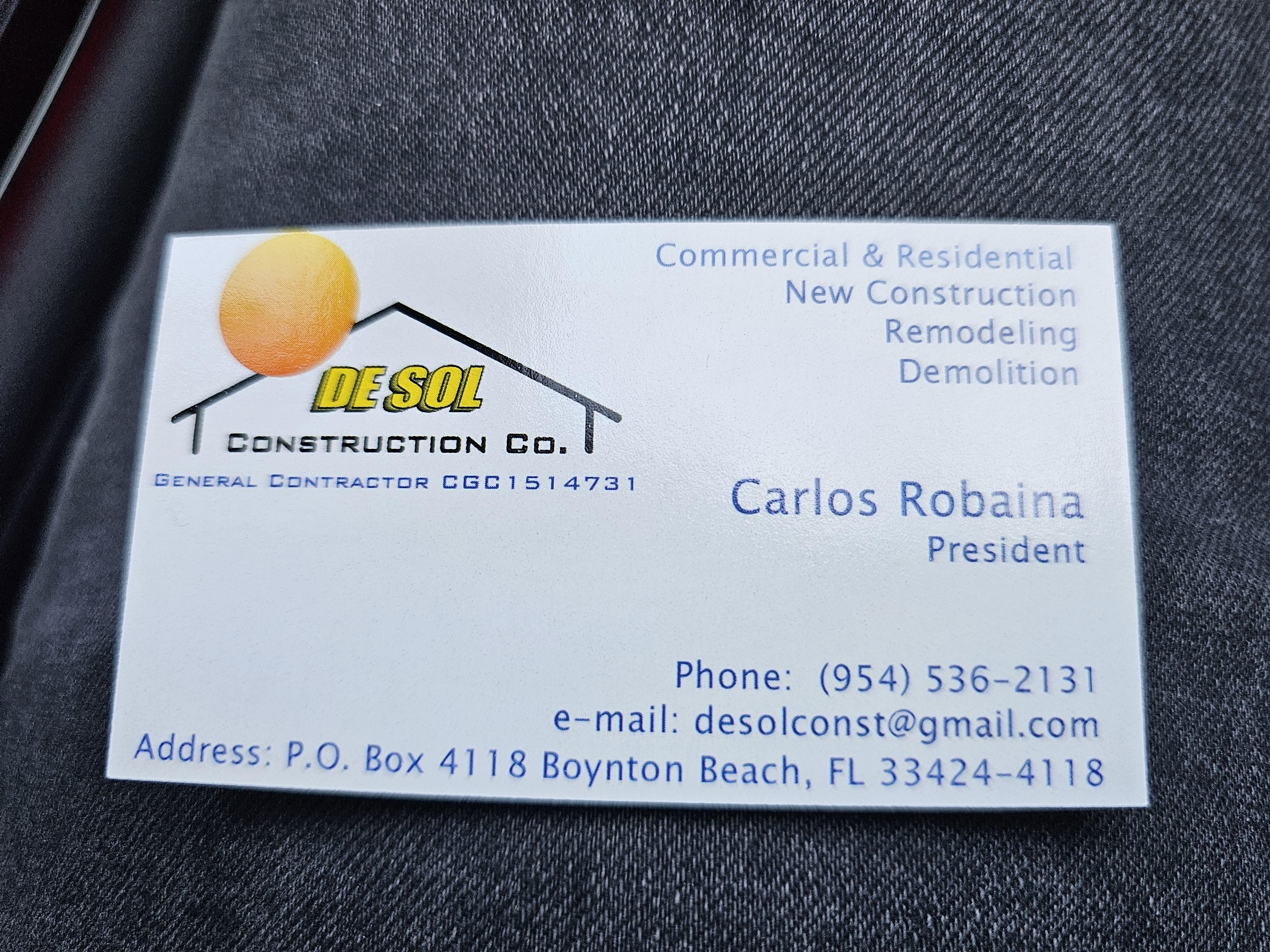 Front of business card