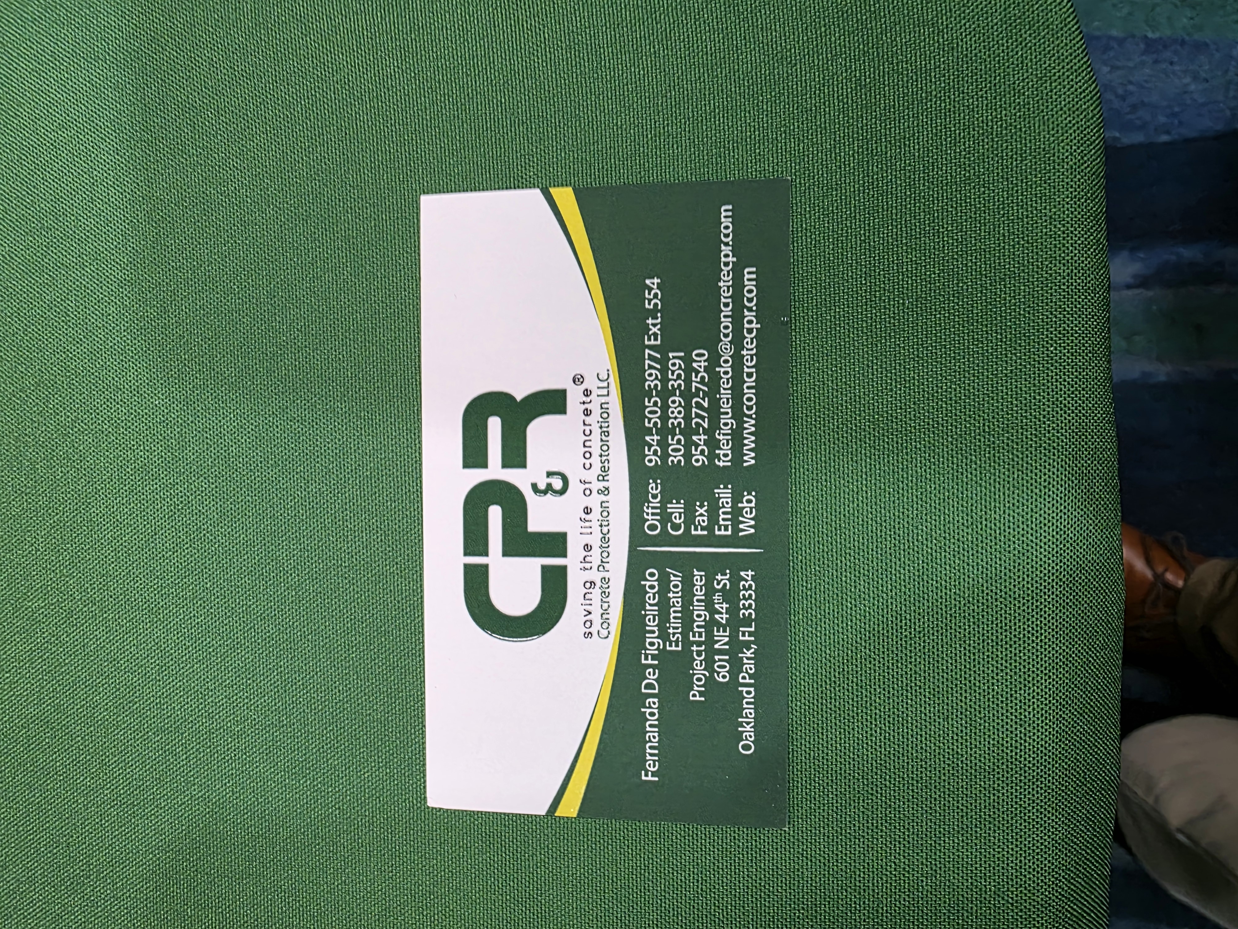 Front of business card