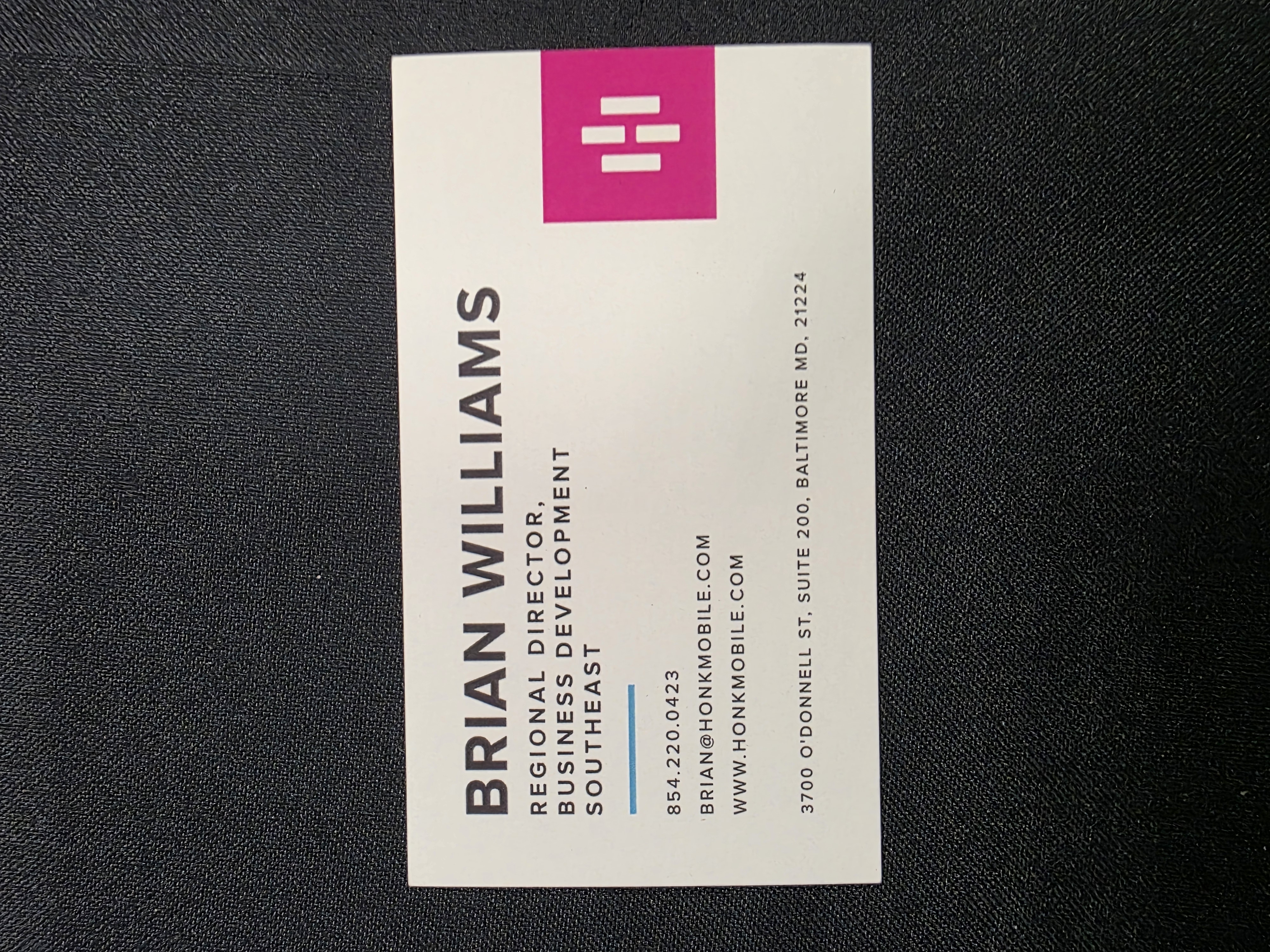 Front of business card