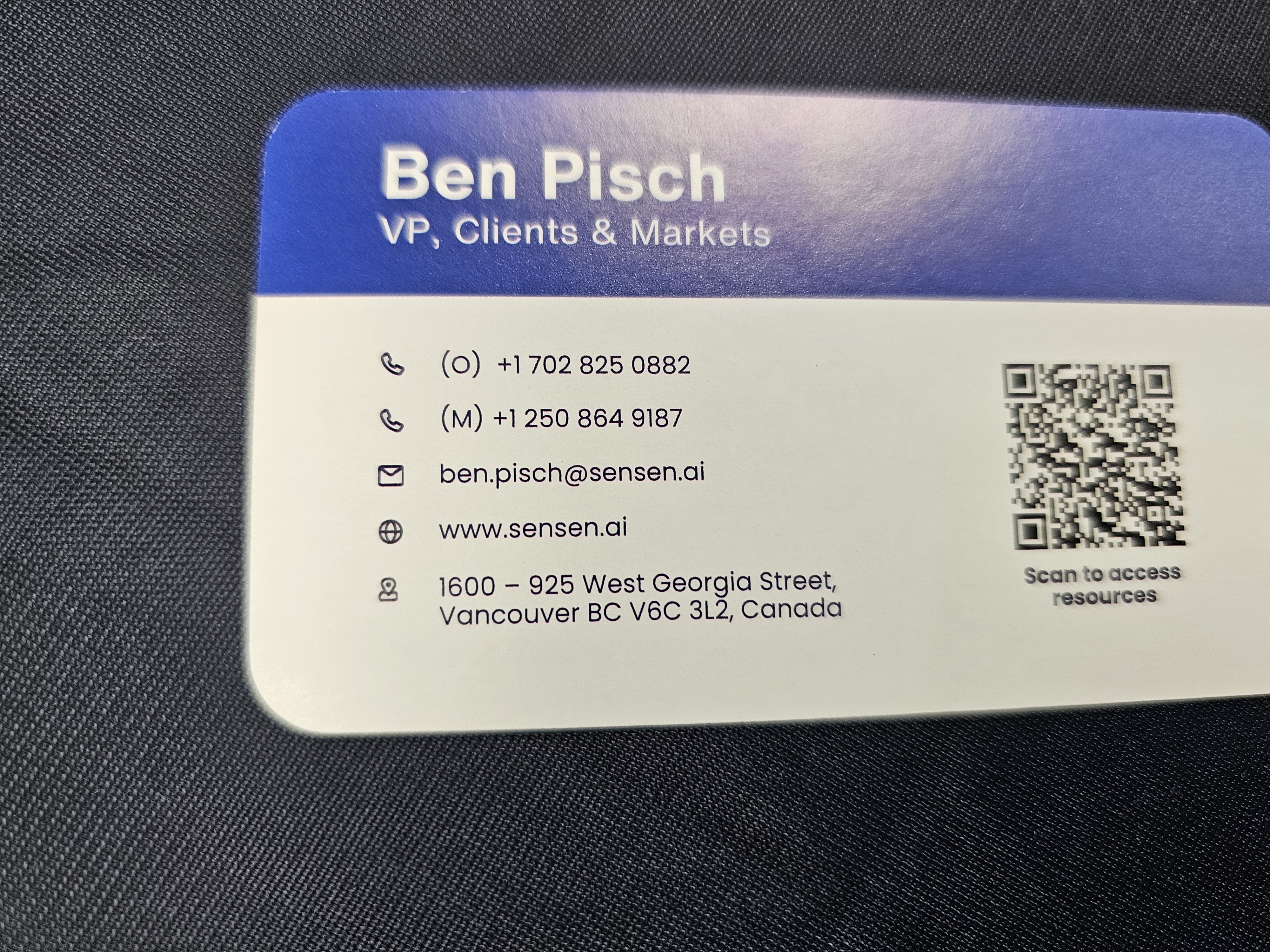 Front of business card