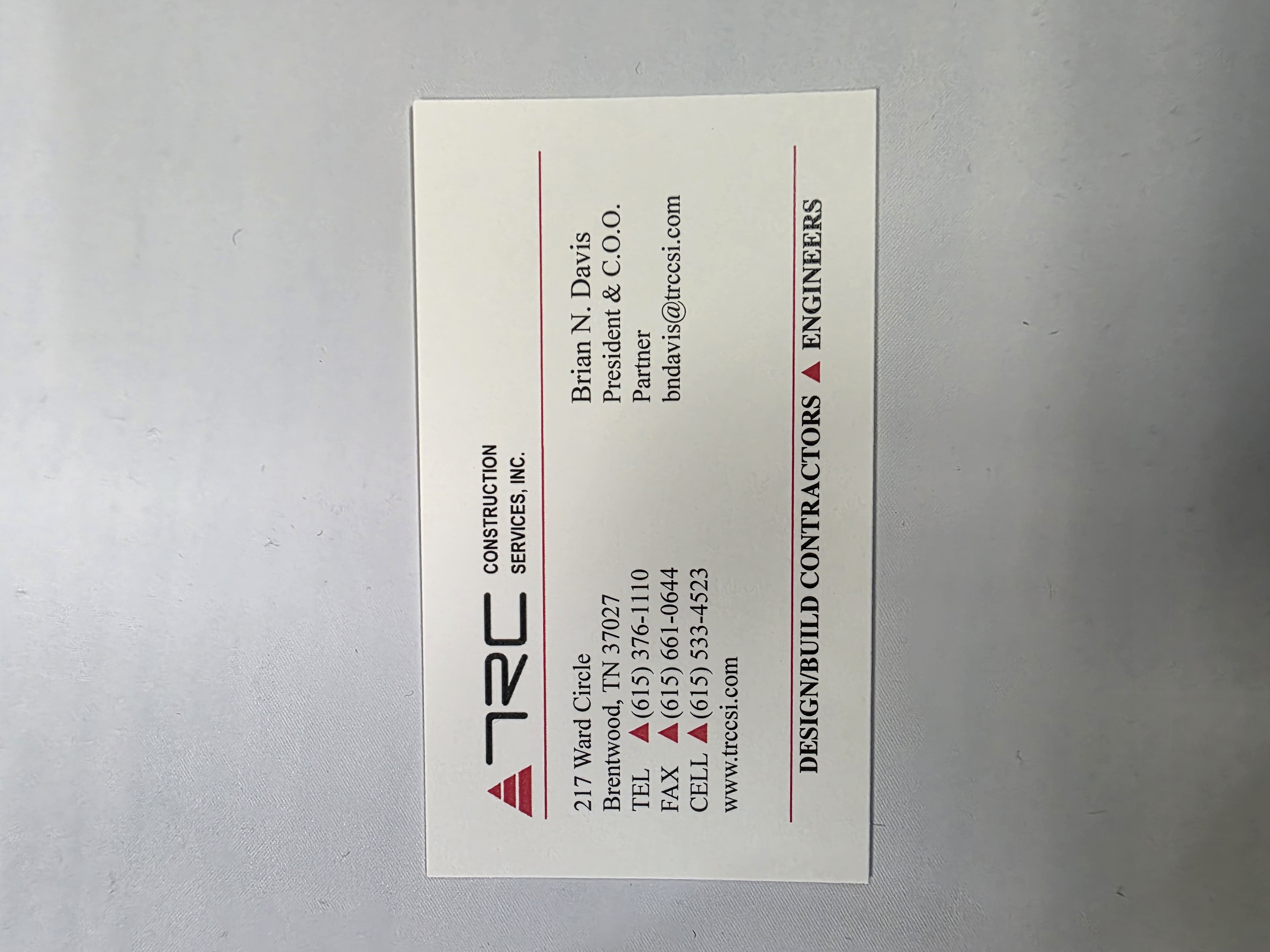 Front of business card