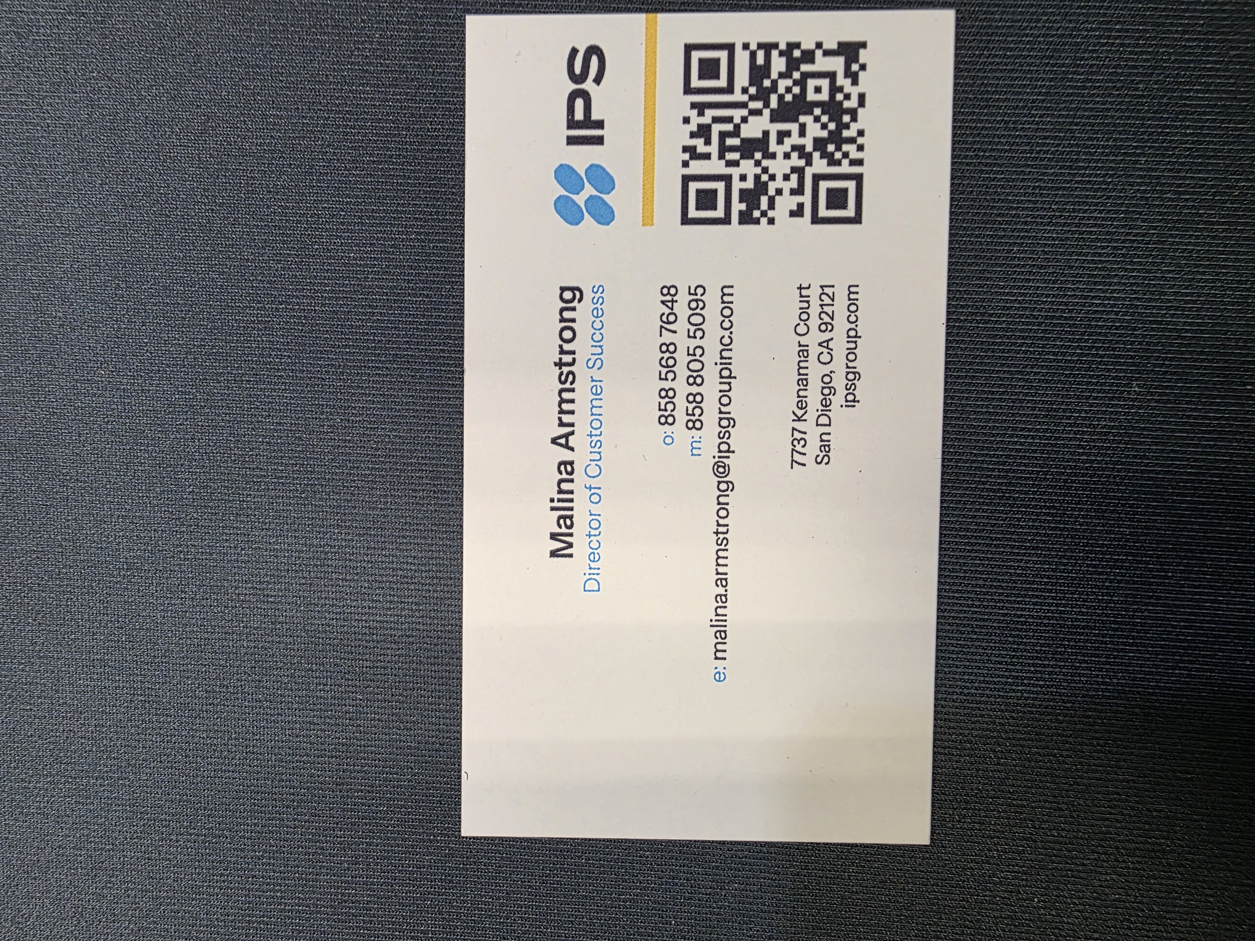 Front of business card