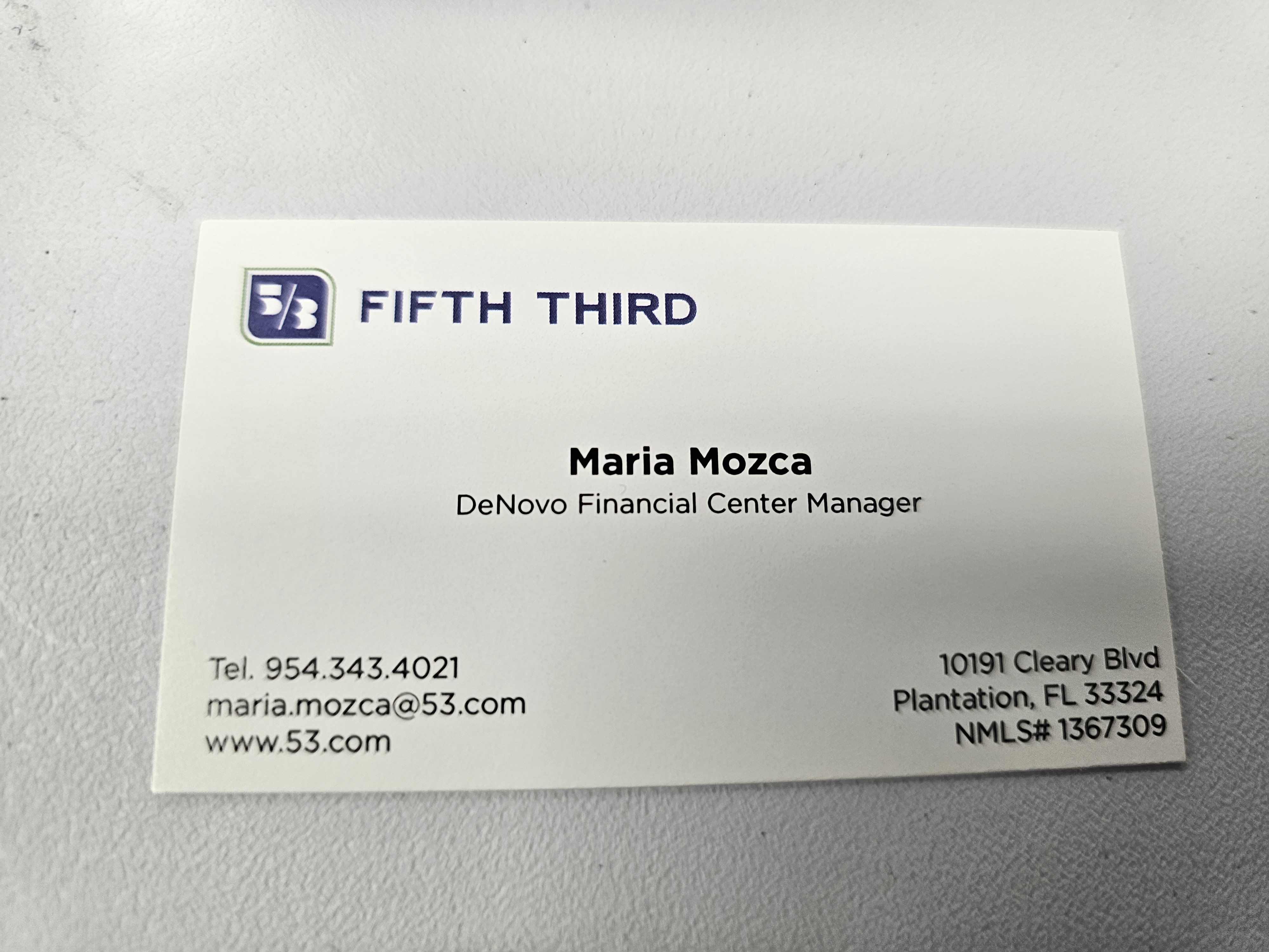 Front of business card