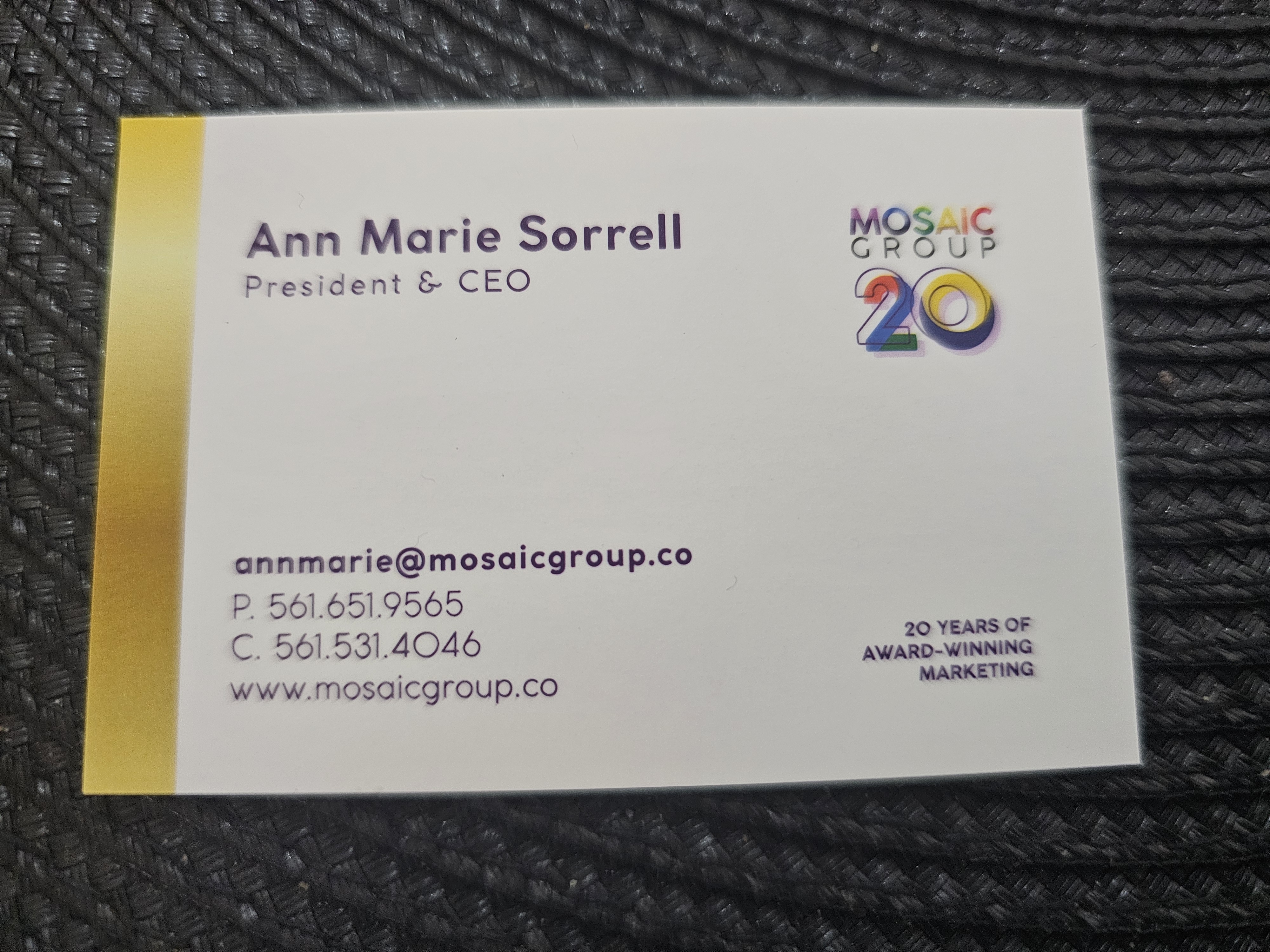 Front of business card