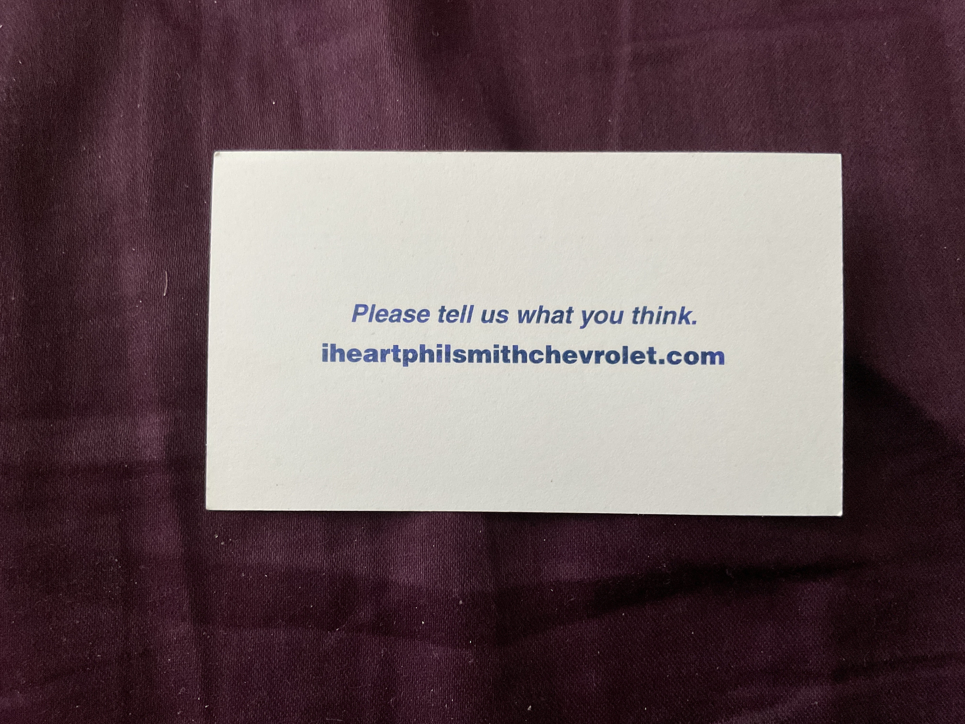 Back of business card