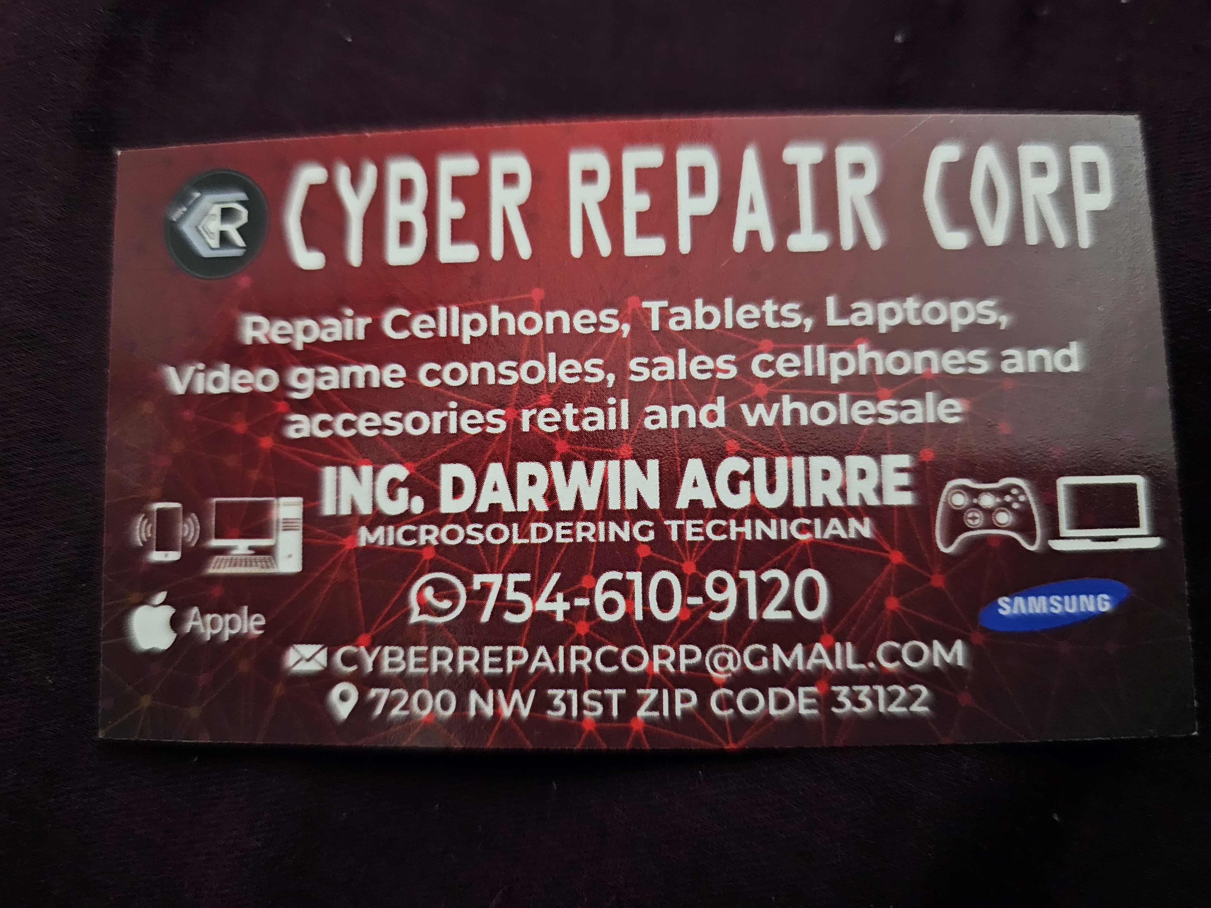 Front of business card