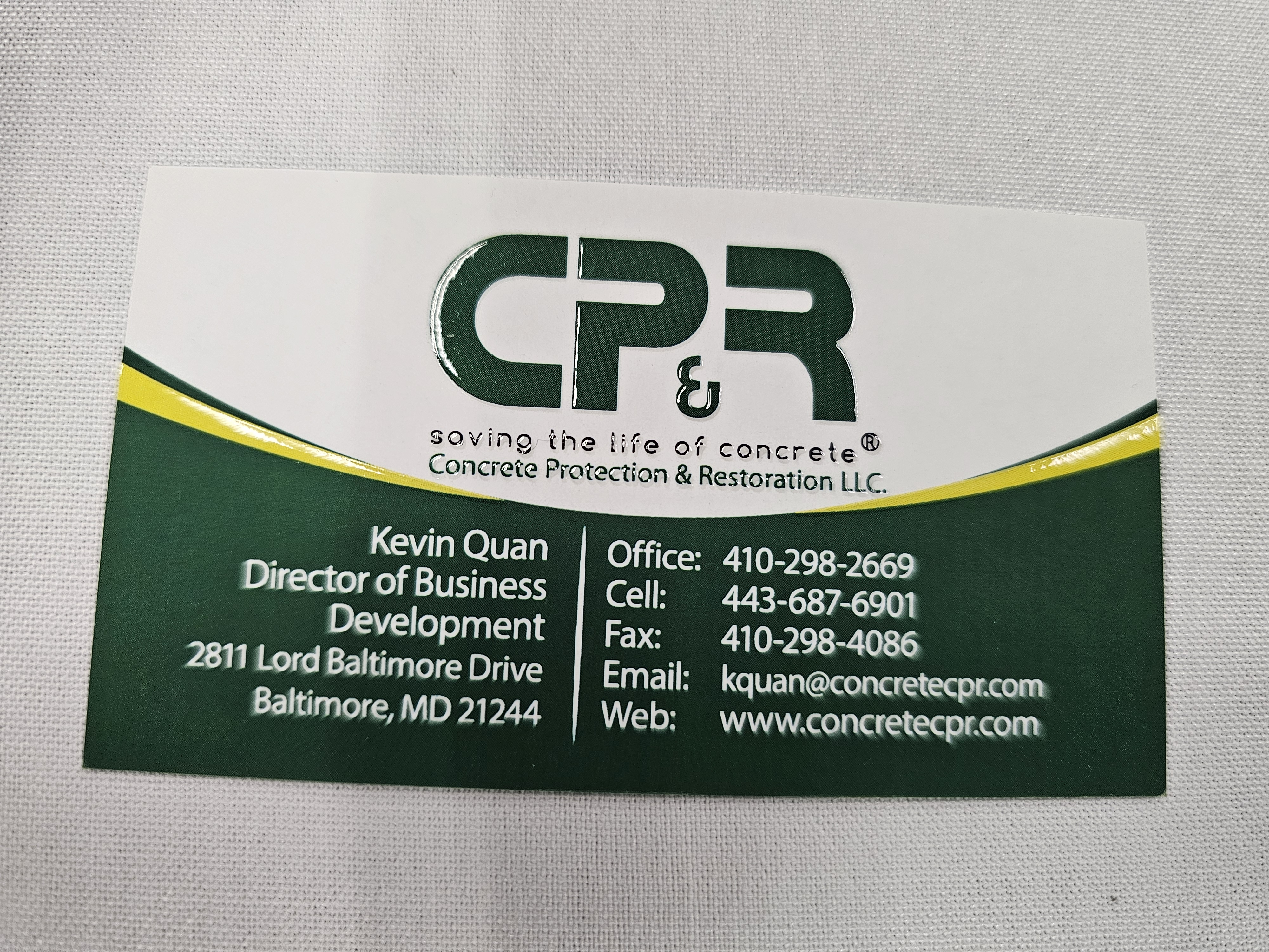 Front of business card