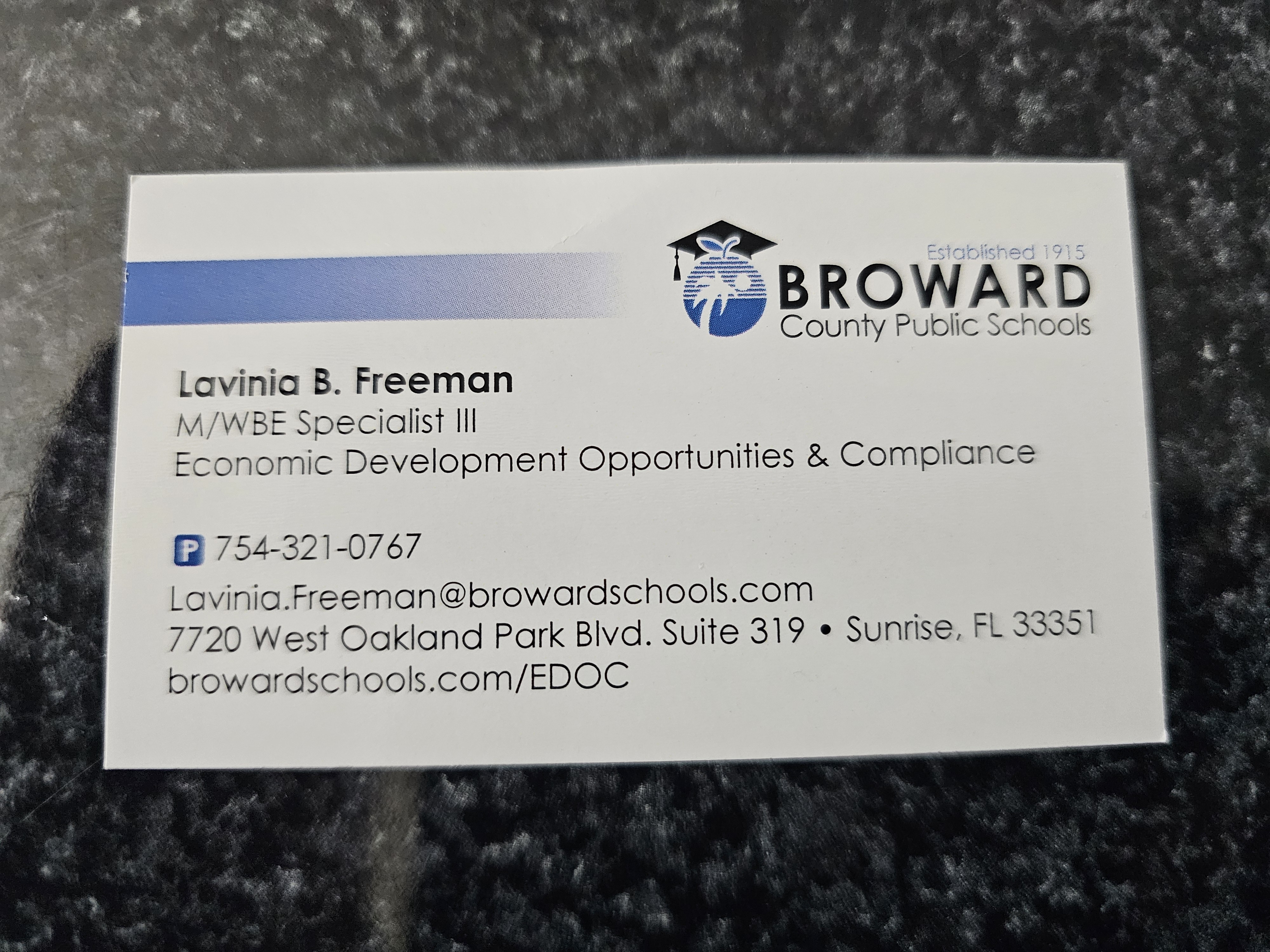 Front of business card