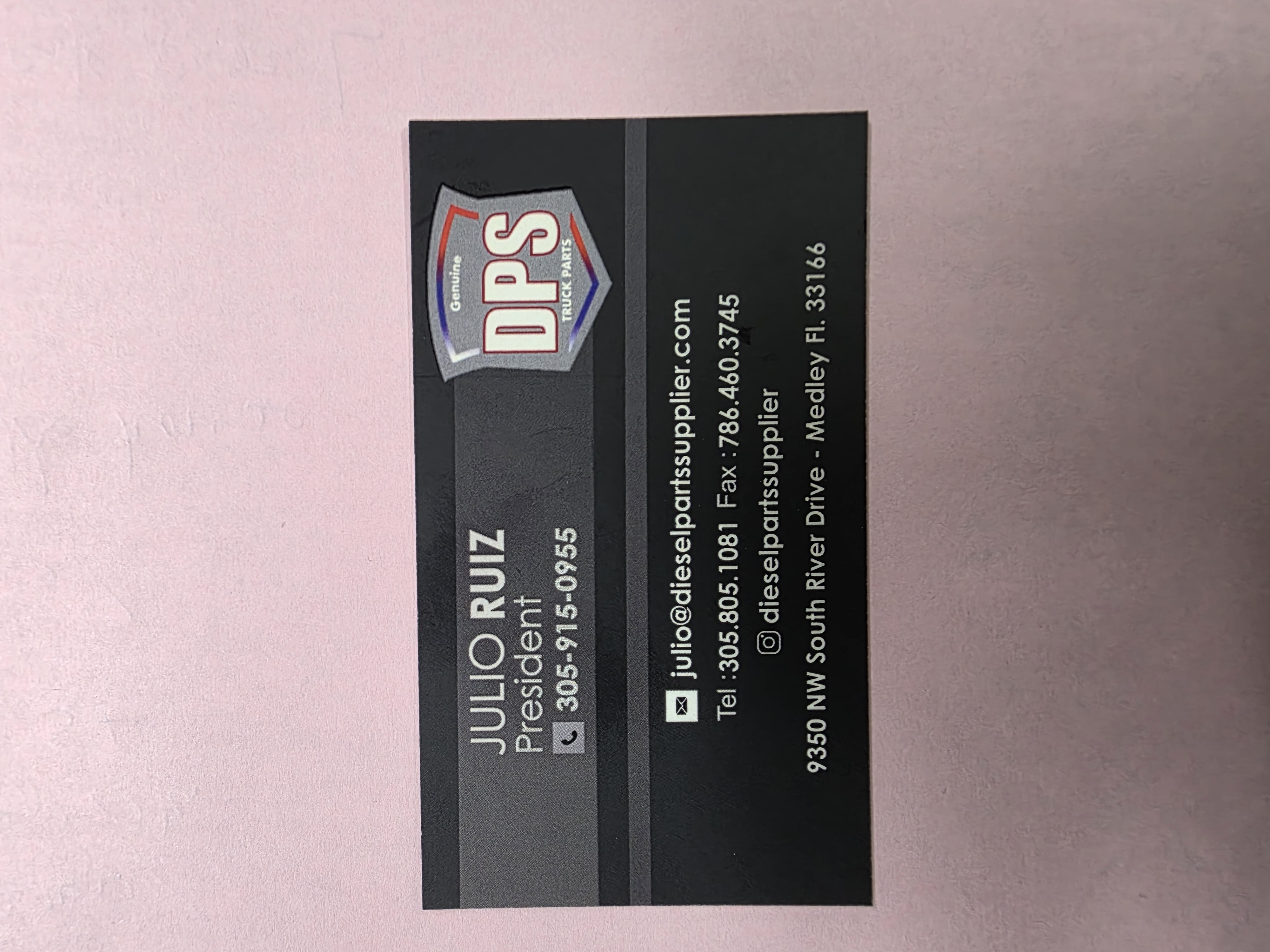 Front of business card